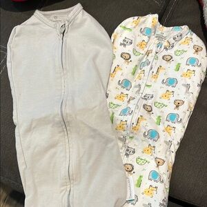Swaddle Me Sleep Sacks with Animal Print and plain gray